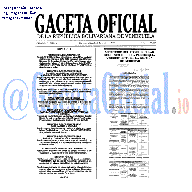Gaceta Oficial 40860 del 2 marzo 2016