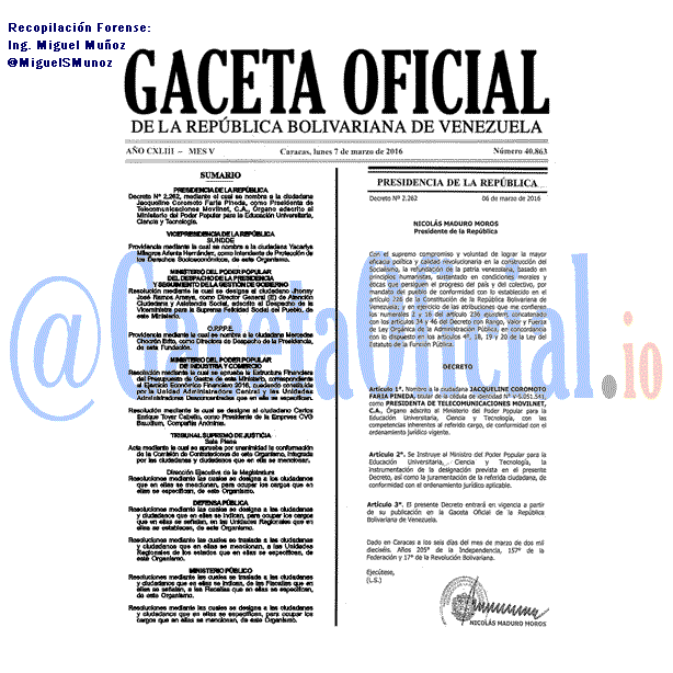 Gaceta Oficial 40863 del 7 marzo 2016