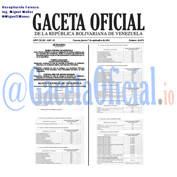 Gaceta Oficial 40979 del 1 septiembre 2016
