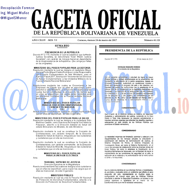 Gaceta Oficial 41121 del 24 marzo 2017 Gaceta Oficial 41121 del 24 marzo 2017