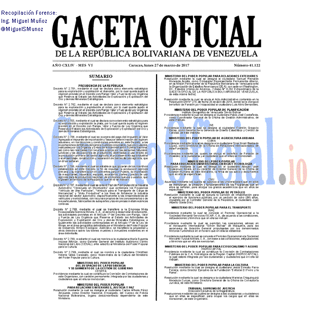 Gaceta Oficial 41122 del 27 marzo 2017