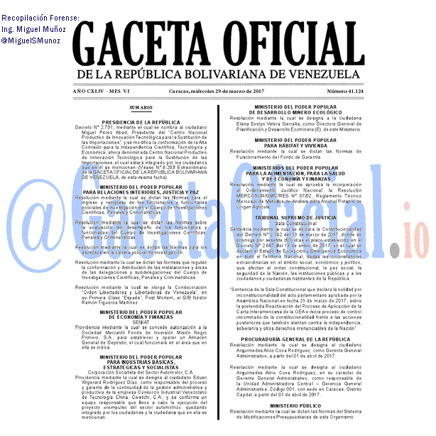 Gaceta Oficial 41124 del 29 marzo 2017