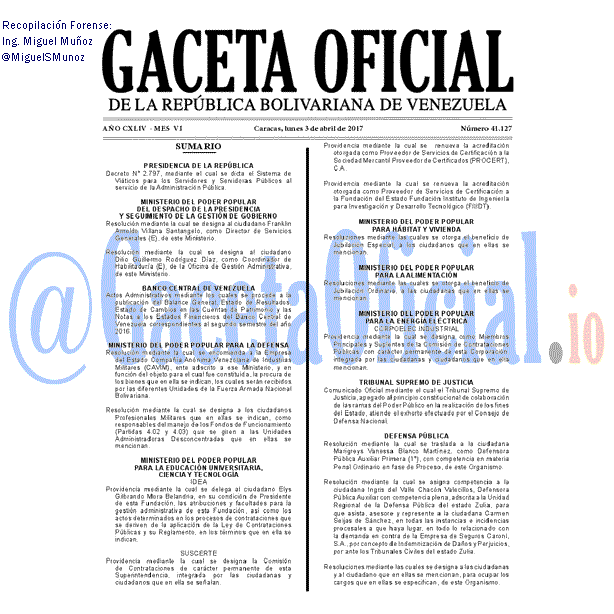 Gaceta Oficial 41127 del 3 abril 2017