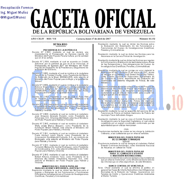 Gaceta Oficial 41132 del 17 abril 2017 Gaceta Oficial 41132 del 17 abril 2017