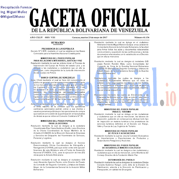 Gaceta Oficial 41156 del 23 mayo 2017 Gaceta Oficial 41156 del 23 mayo 2017