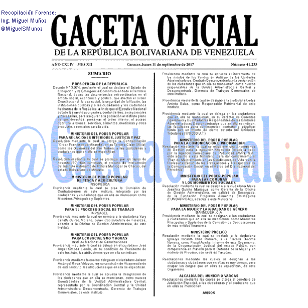 Gaceta Oficial 41233 del 11 septiembre 2017