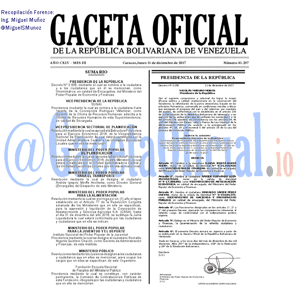 Gaceta Oficial 41297 del 11 diciembre 2017