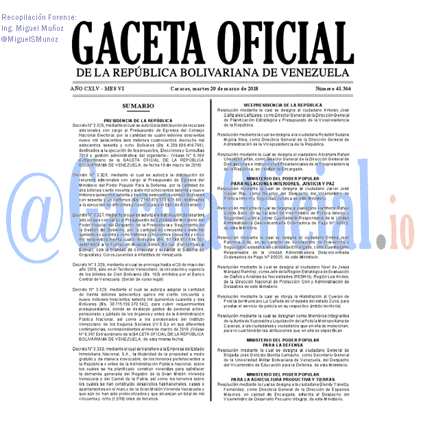 Gaceta Oficial 41364 del 20 marzo 2018