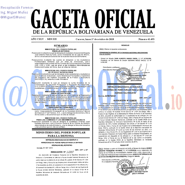 Gaceta Oficial 41493 del 1 Octubre 2018 Gaceta Oficial 41493 del 1 Octubre 2018
