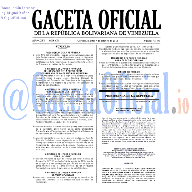 Gaceta Oficial 41499 del 9 octubr 2018