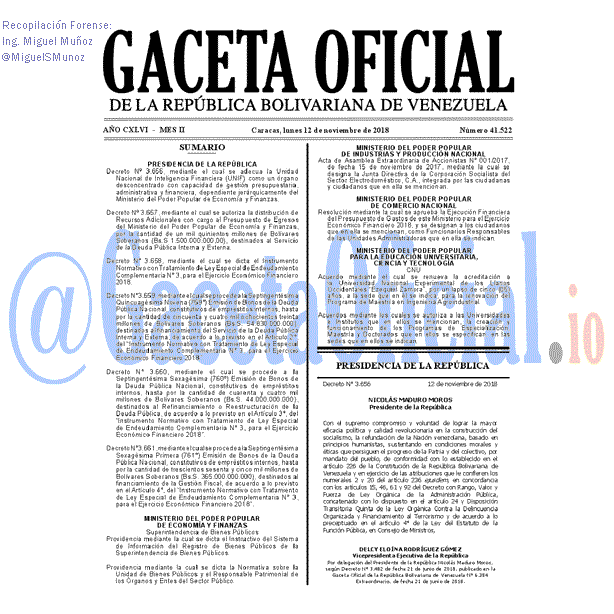 Gaceta Oficial 41522 del 12 Noviembre 2018