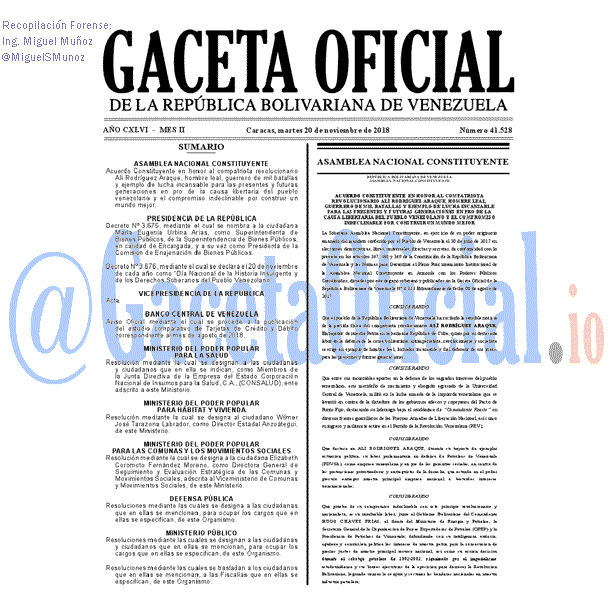 Gaceta Oficial 41528 del 20 Noviembre 2018