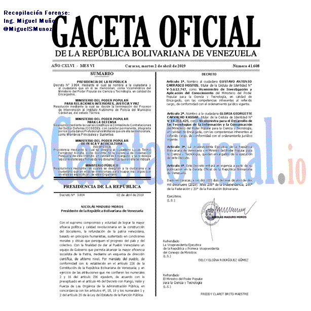Gaceta Oficial 41608 del 2 Abril 2019