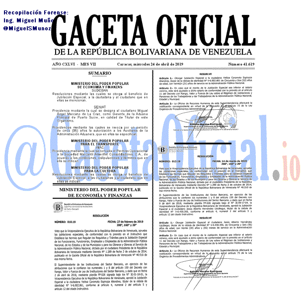 Gaceta Oficial 41619 del 24 Abril 2019 Gaceta Oficial 41619 del 24 Abril 2019