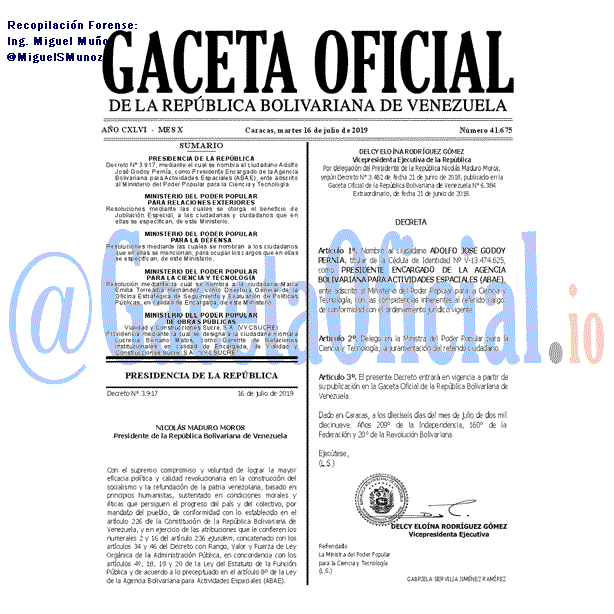Gaceta Oficial 41675 del 16 Julio 2019