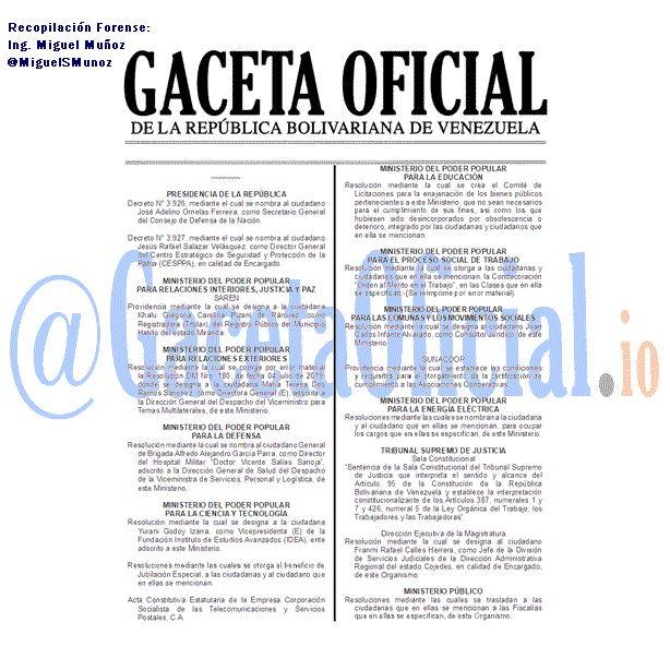 Gaceta Oficial 41681 del 26 Julio 2019 Gaceta Oficial 41681 del 26 Julio 2019