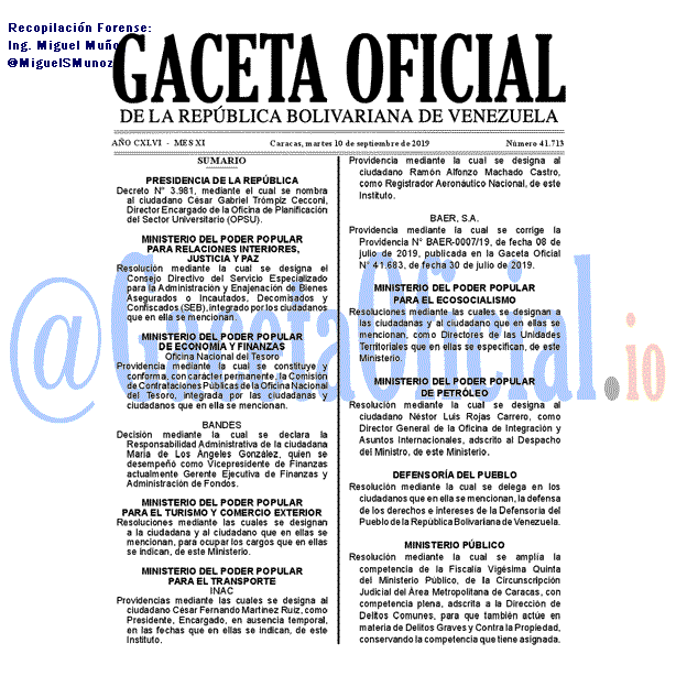 Gaceta Oficial 41713 del 10 septiembre 2019