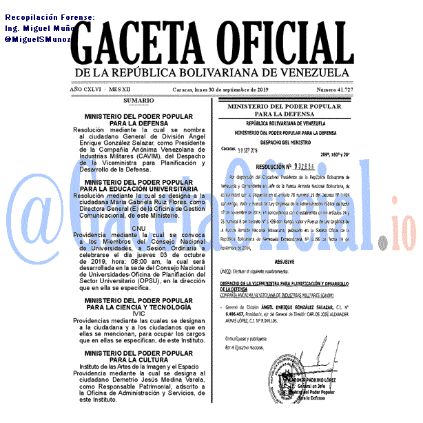 Gaceta Oficial 41727 del 30 septiembre 2019