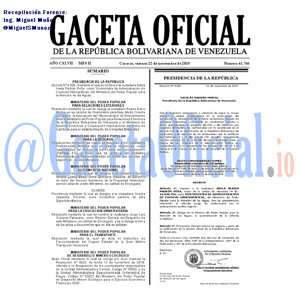 Gaceta Oficial 41766 del 22 noviembre 2019