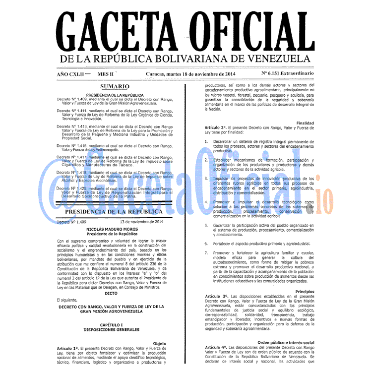 Gaceta Oficial 6151 del 18 Noviembre 2014
