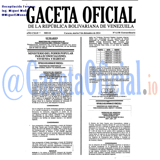 Gaceta Oficial 6158 del 9 Diciembre 2014