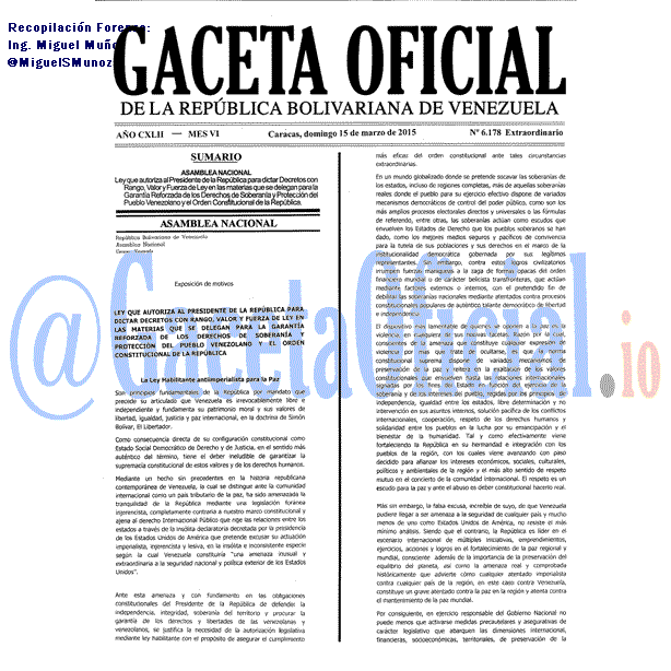 Gaceta Oficial 6178 del 15 marzo 2015