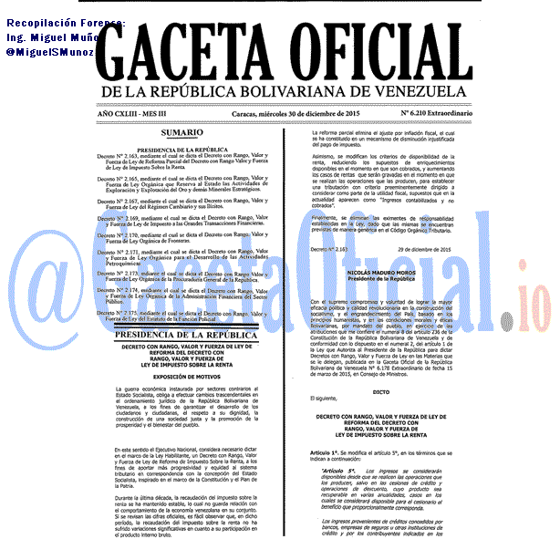 Gaceta Oficial 6210 del 30 diciembre 2015