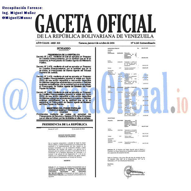 Gaceta Oficial 6261 del 6 octubr 2016