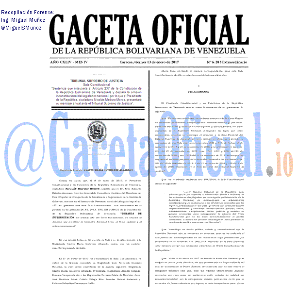 Gaceta Oficial 6283 del 13 enero 2017 Gaceta Oficial 6283 del 13 enero 2017
