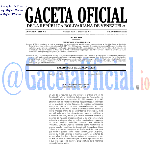 Gaceta Oficial 6295 del 1 mayo 2017