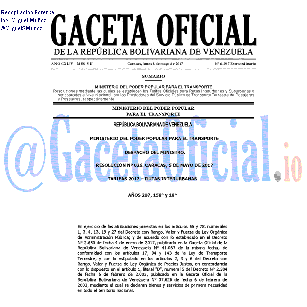 Gaceta Oficial 6297 del 8 mayo 2017