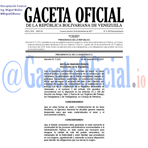 Gaceta Oficial 6350 del 19 diciembre 2017