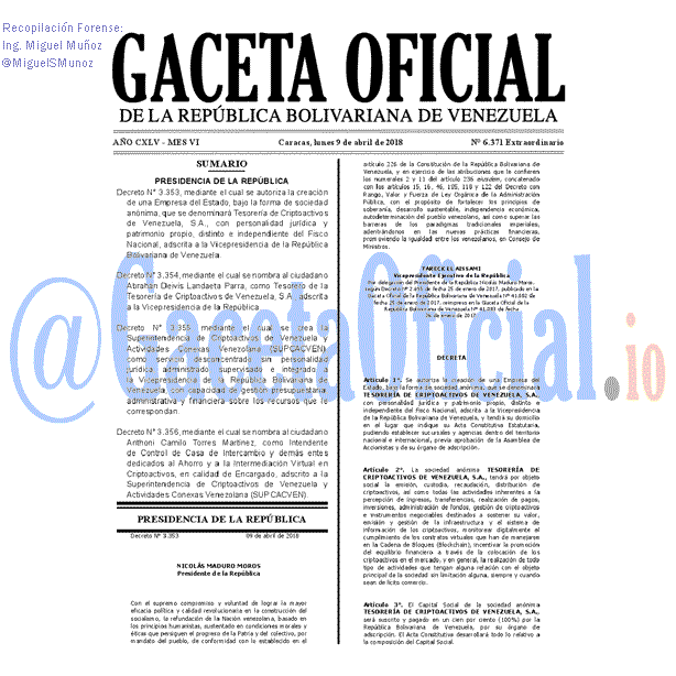 Gaceta Oficial 6371 del 9 abril 2018