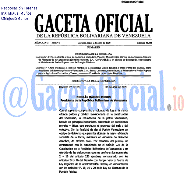 Gaceta Oficial 41851 del 6 abril 2020