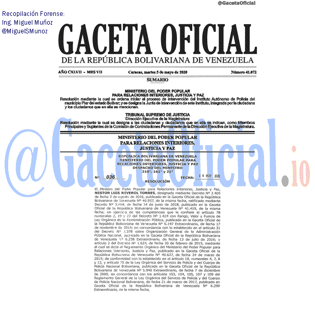 Gaceta Oficial 41872 del 5 mayo 2020 Gaceta Oficial 41872 del 5 mayo 2020