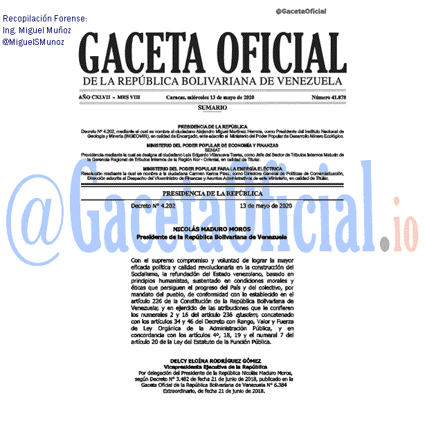 Gaceta Oficial 41878 del 13 mayo 2020 Gaceta Oficial 41878 del 13 mayo 2020
