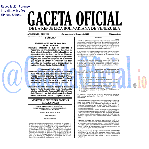 Gaceta Oficial 41886 del 25 mayo 2020