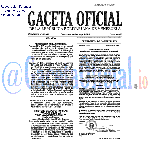 Gaceta Oficial 41887 del 26 mayo 2020 Gaceta Oficial 41887 del 26 mayo 2020