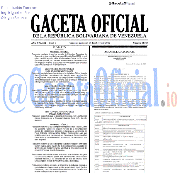 Gaceta Oficial 42069 del 17 febrero 2021