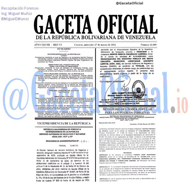 Gaceta Oficial 42089 del 17 marzo 2021