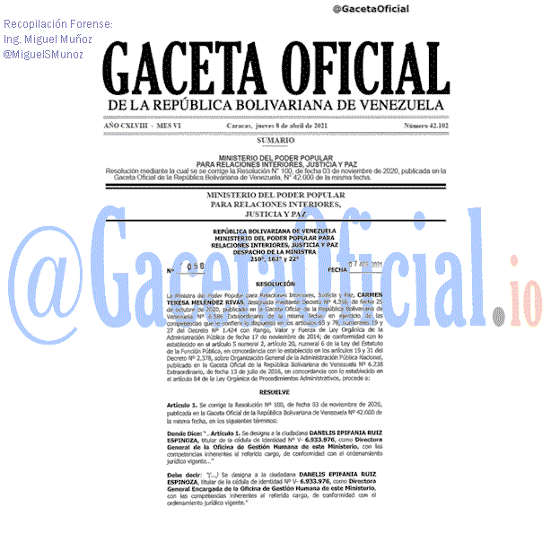 Gaceta Oficial 42102 del 8 abril 2021