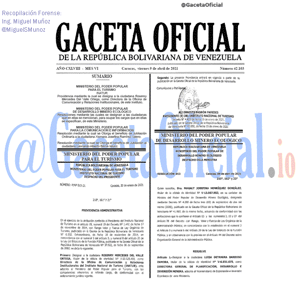 Gaceta Oficial 42103 del 9 abril 2021