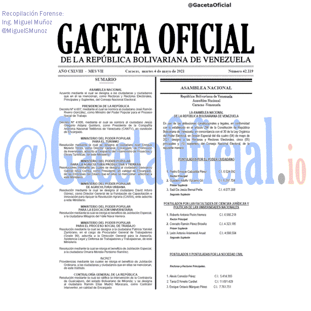 Gaceta Oficial 42119 del 4 mayo 2021 Gaceta Oficial 42119 del 4 mayo 2021