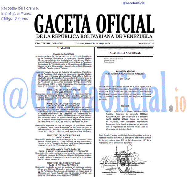 Gaceta Oficial 42127 del 14 mayo 2021 Gaceta Oficial 42127 del 14 mayo 2021