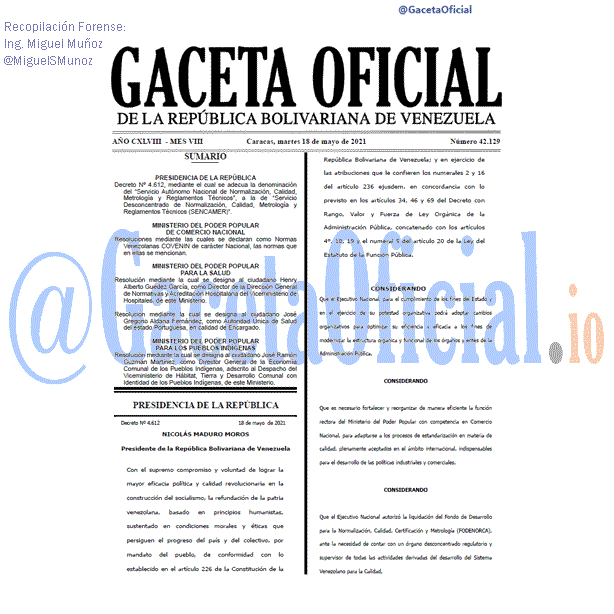 Gaceta Oficial 42129 del 18 mayo 2021