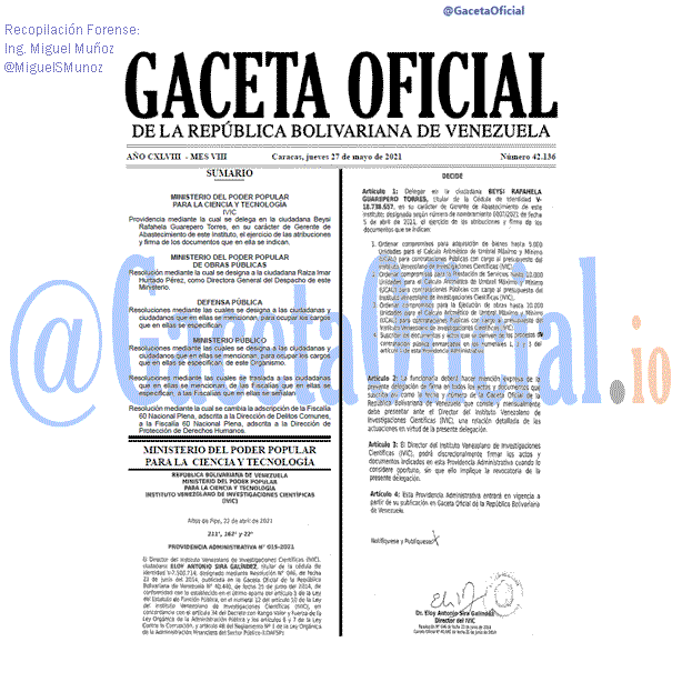 Gaceta Oficial 42136 del 27 mayo 2021