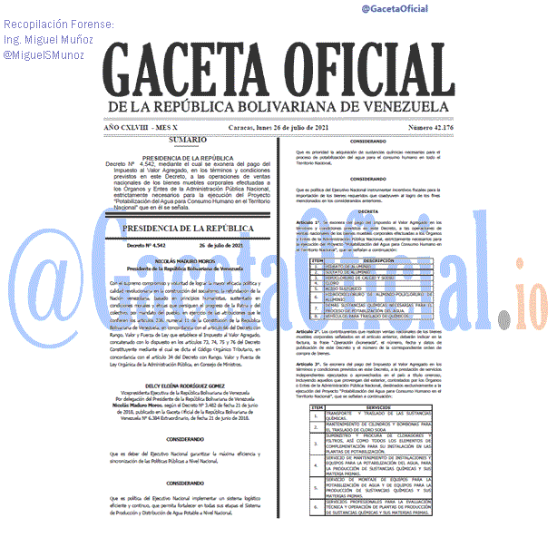 Gaceta Oficial 42176 del 26 julio 2021 Gaceta Oficial 42176 del 26 julio 2021