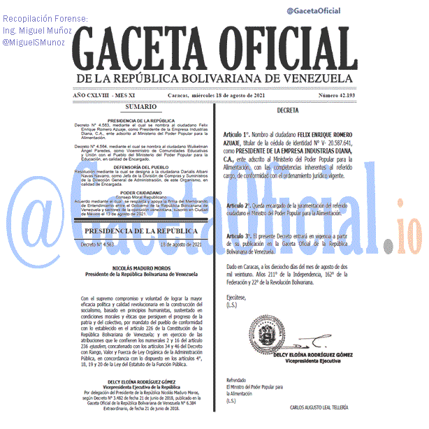 Gaceta Oficial 42193 del 18 agosto 2021 Gaceta Oficial 42193 del 18 agosto 2021