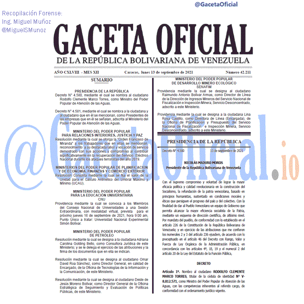 Gaceta Oficial 42211 del 13 septiembre 2021