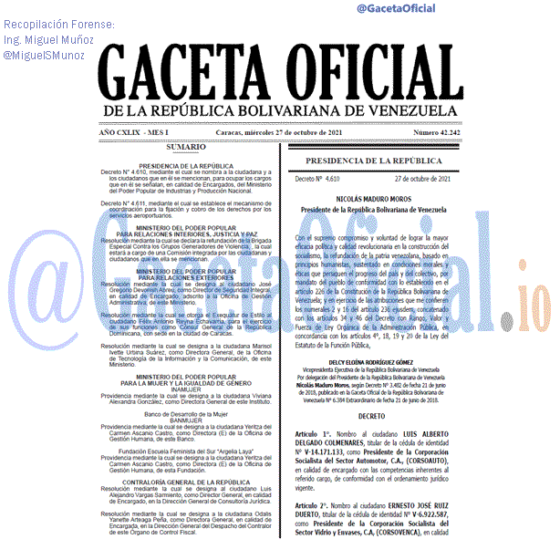 Gaceta Oficial 42242 del 27 octubre 2021